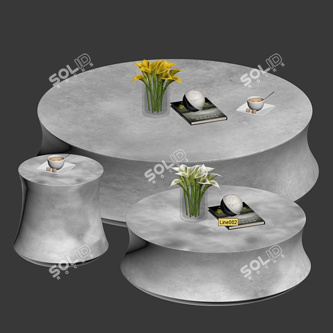 Soori Copper Coffee Table: Modern Elegance 3D model image 2