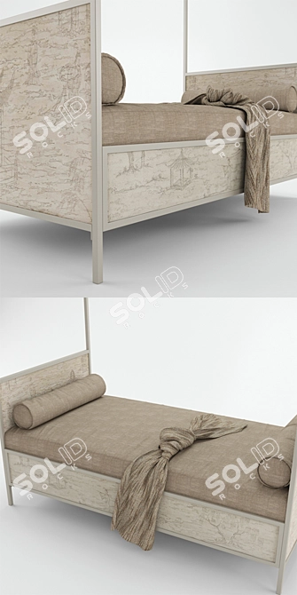 Elegant Metal Canopy Daybed 3D model image 2