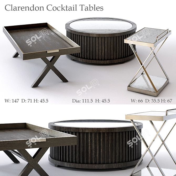 Elegant Bernhardt Clarendon Cocktail Tables 3D model image 1