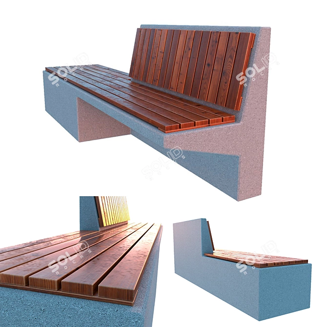 Modern Two-Seater Bench with Textures 3D model image 1