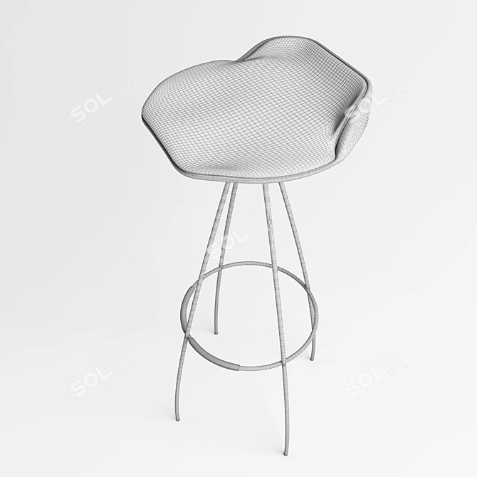 Elegant Walnut Leather Counter Stool 3D model image 2