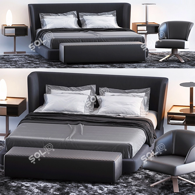 Minotti Creed Bed Set 3D model image 1