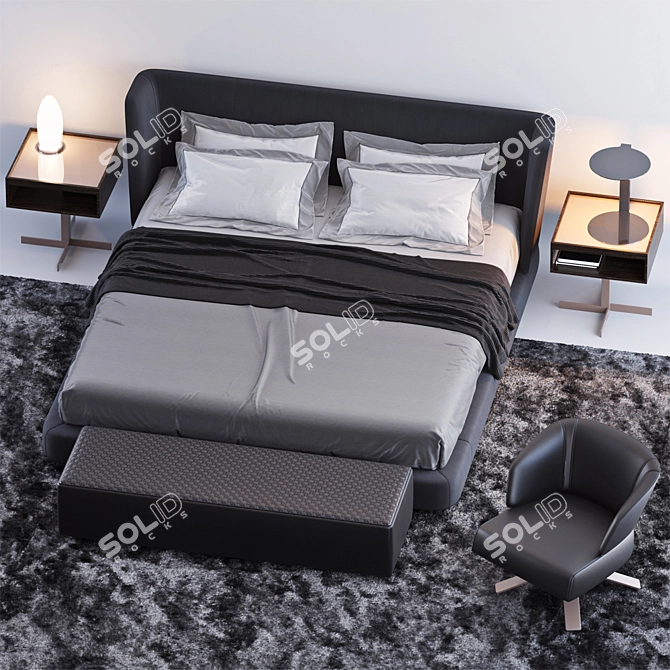 Minotti Creed Bed Set 3D model image 2