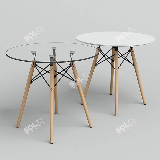 Elegant Eames DSW Tables 3D model image 1