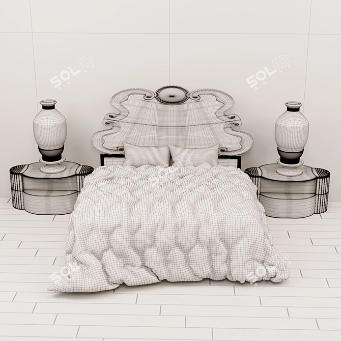 Luxury Corona Render Bedroom Set 3D model image 2