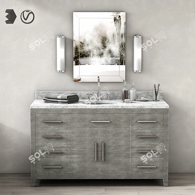 Graydon Shagreen Single Vanity 3D model image 1