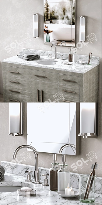 Graydon Shagreen Single Vanity 3D model image 2