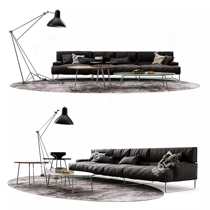 Frigerio Sofa Cloud: Luxurious Leather Seating 3D model image 1