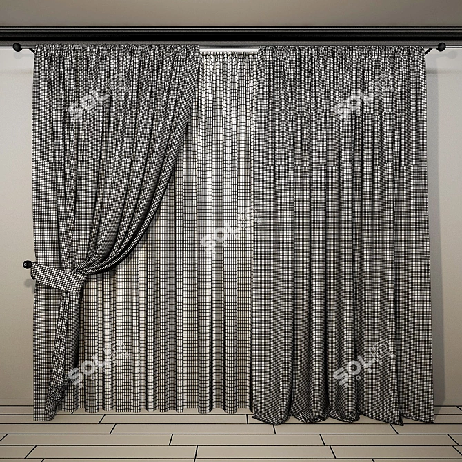 Trendy Shadow Drapes with Tieback 3D model image 2