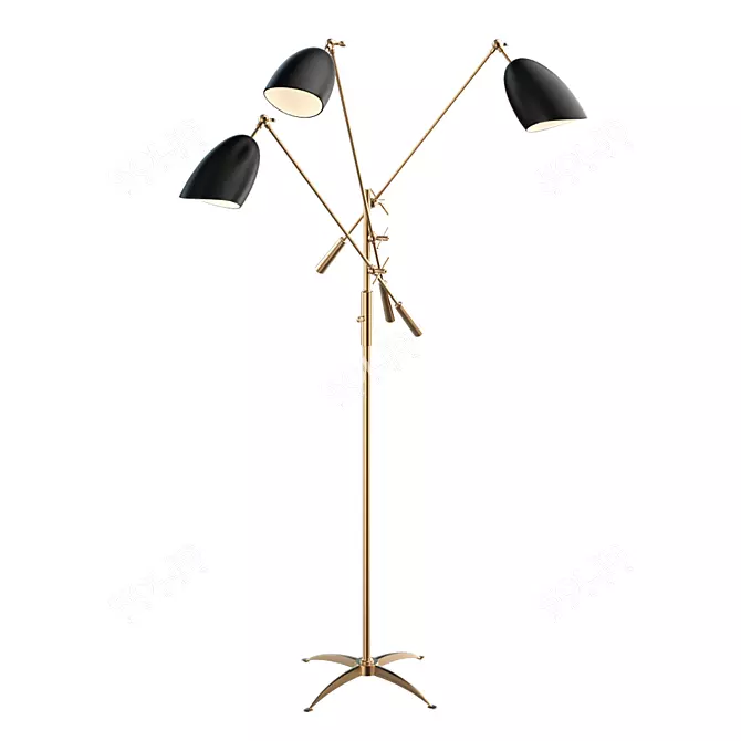 Elegant Triple Arm Floor Lamp 3D model image 1