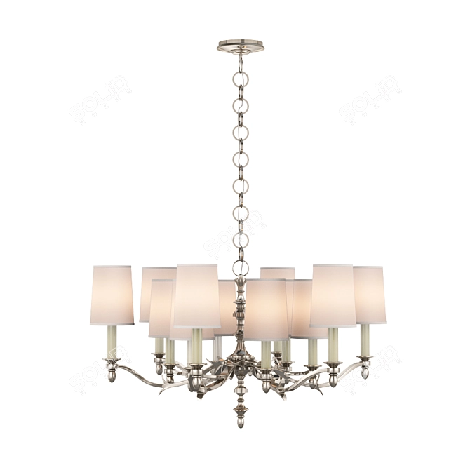 Elegant Silver Leaf Chandelier 3D model image 1