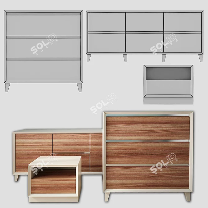 Modern NOCCE Collection Chest of Drawers 3D model image 3