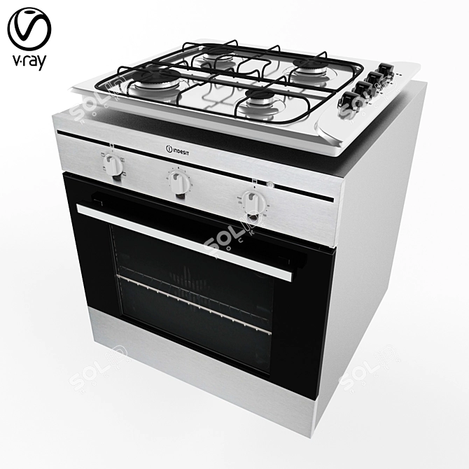 Indesit Gas Oven & Hob 3D model image 1