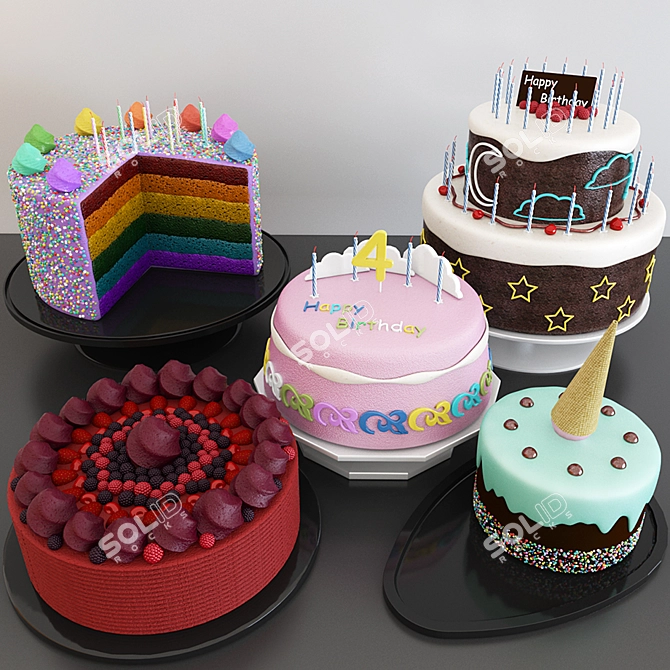  Variety of Delicious Cakes 3D model image 1