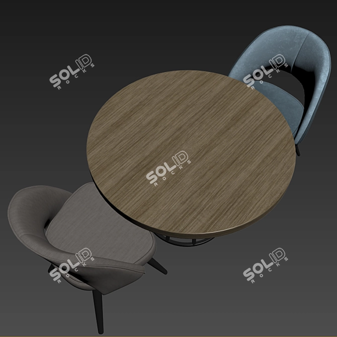 Gloria Modern Blue Chair Set 3D model image 3