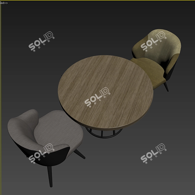 Modern Steel Swivel Dining Set 3D model image 2