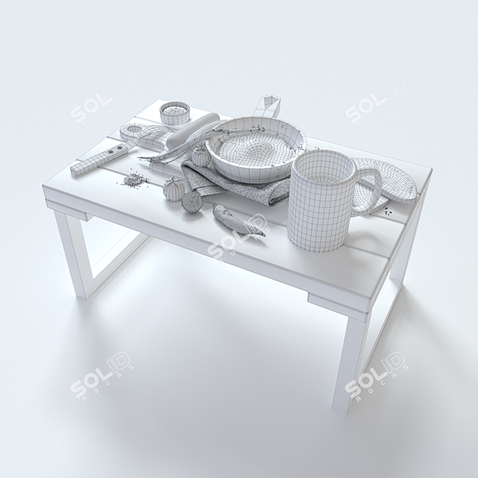 Lone Retreat: Rustic Bachelor Breakfast 3D model image 3