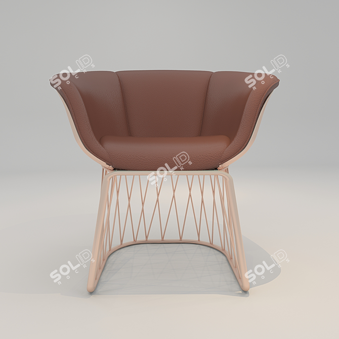 Rose Gold Lounge Chair: Modern Elegance 3D model image 3