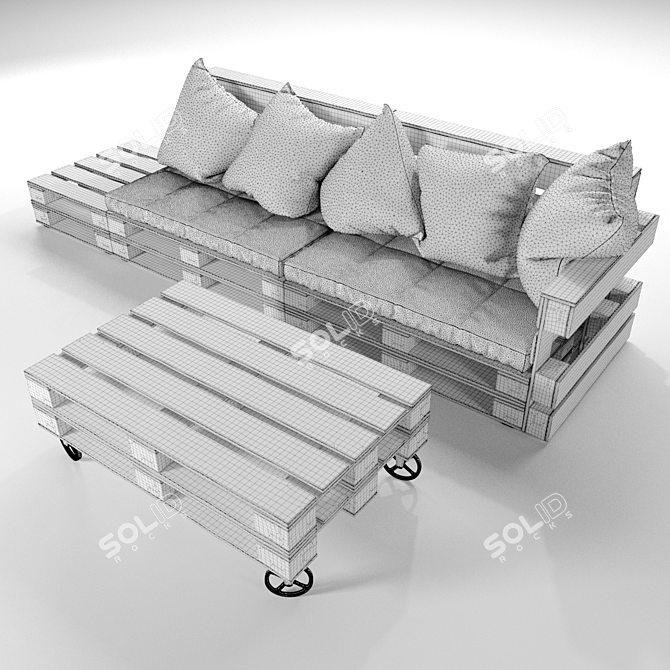 Modern Loft Sofa & Table 3D model image 2