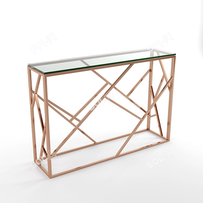 Elegant Gold Glass Console Table 3D model image 1