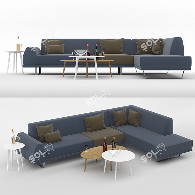 Modern Portland Collection: Sofa, Chaise Lounge & Zoe Tables 3D model image 1