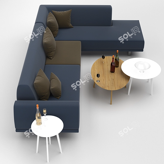 Modern Portland Collection: Sofa, Chaise Lounge & Zoe Tables 3D model image 2