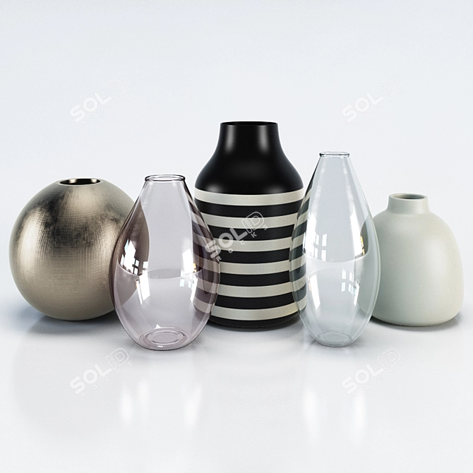 Elegant Vase Set for ZARA HOME 3D model image 1