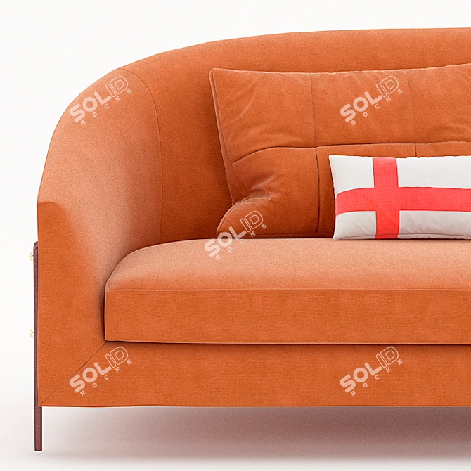 Modern Orange Velvet Sofa 3D model image 2