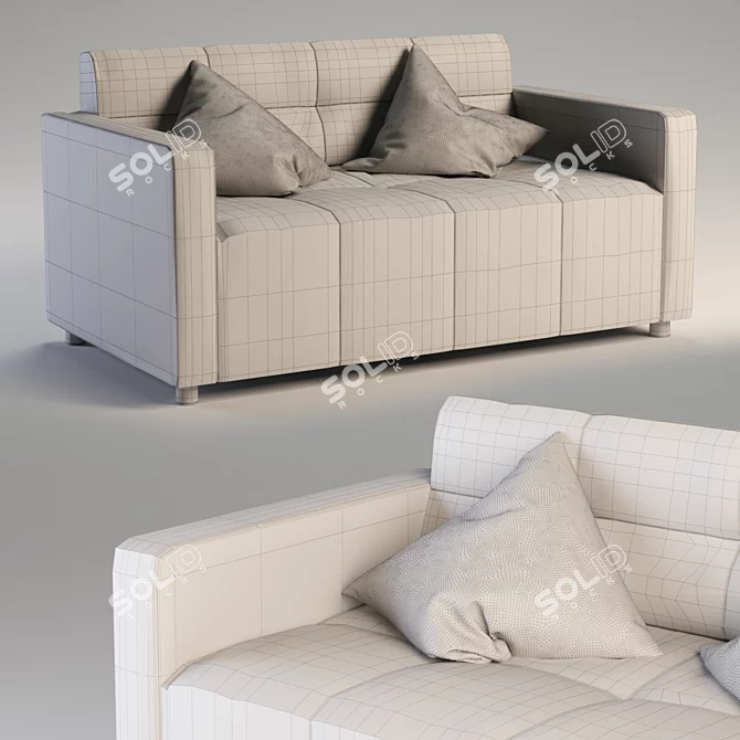 Title: Classic Red Pillow Sofa 3D model image 3