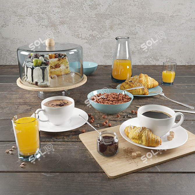 Rise and Dine: Complete Breakfast Set 3D model image 1