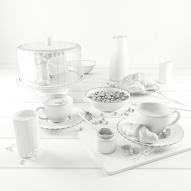 Rise and Dine: Complete Breakfast Set 3D model image 3