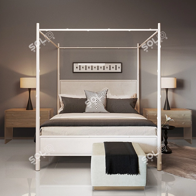 Arbor Canopy Bed: Elegant and Stylish. 3D model image 2