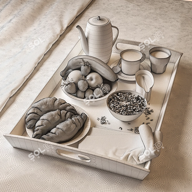 Morning Bliss: Breakfast in Bed 3D model image 3