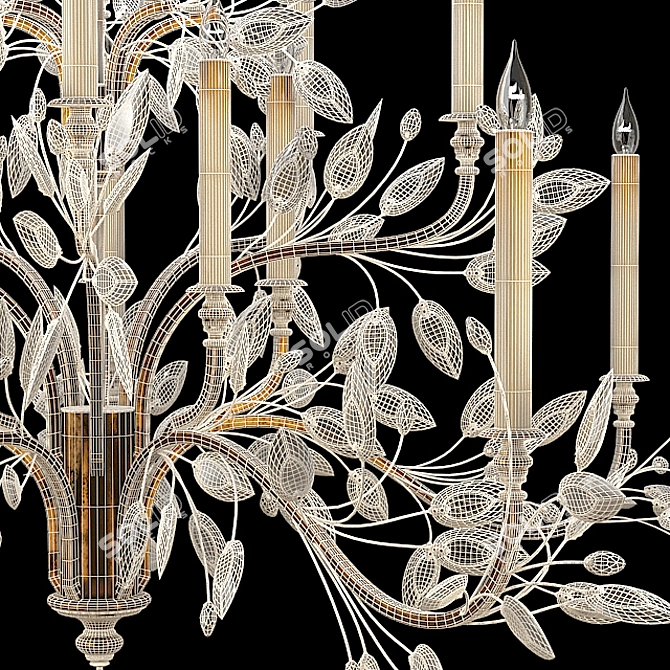 Elegant Crystal Laurel Chandelier 3D model image 3