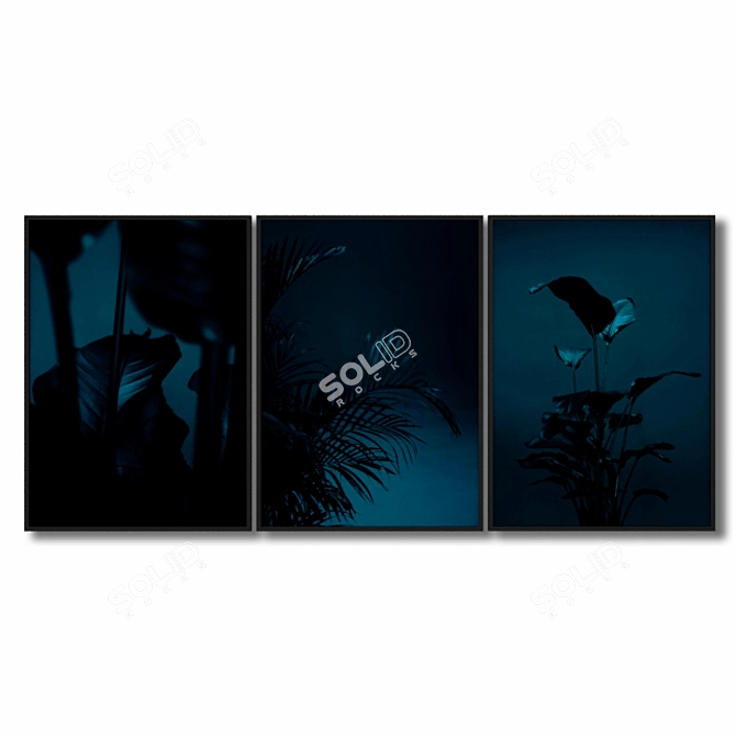 Dark Oasis: Exquisite Dark Botanical Prints 3D model image 1