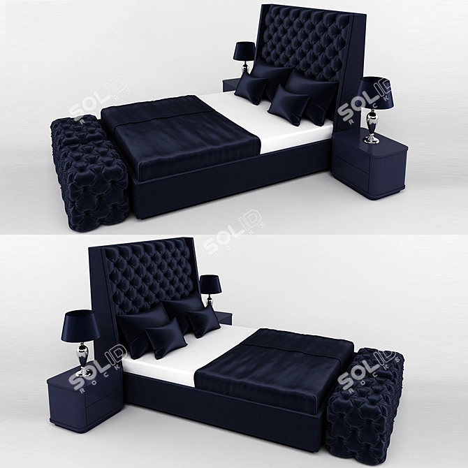 Elegant Azraa Bed 3D model image 1