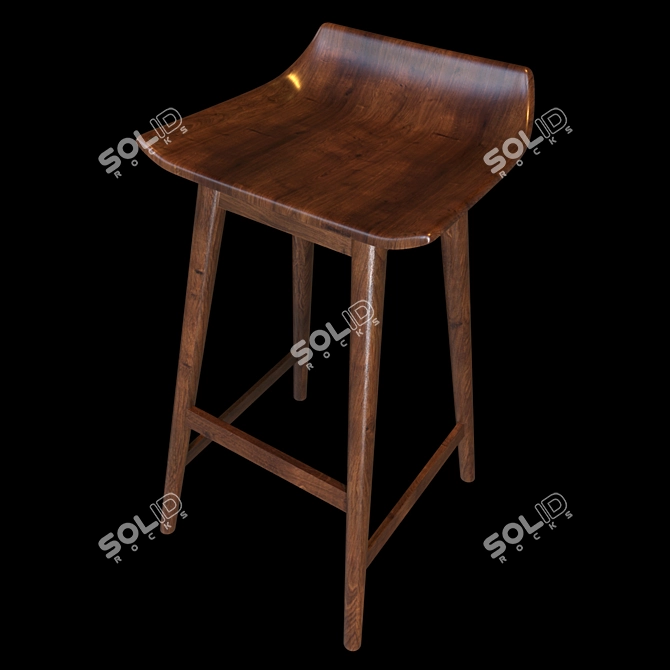 Richly Grained Wainscott Counter Stool 3D model image 2