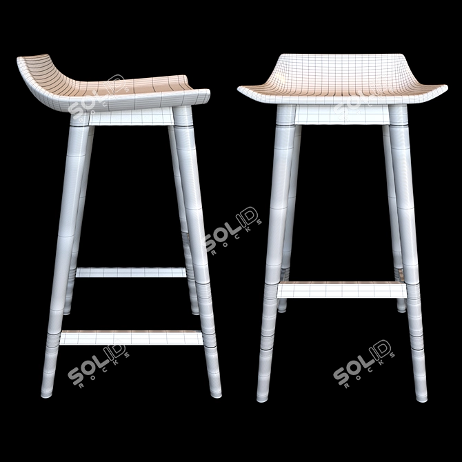 Richly Grained Wainscott Counter Stool 3D model image 3