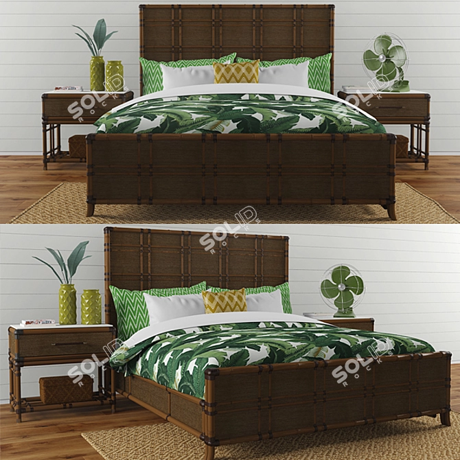 Coco Bay Panel Bed: Luxurious and Stylish 3D model image 1