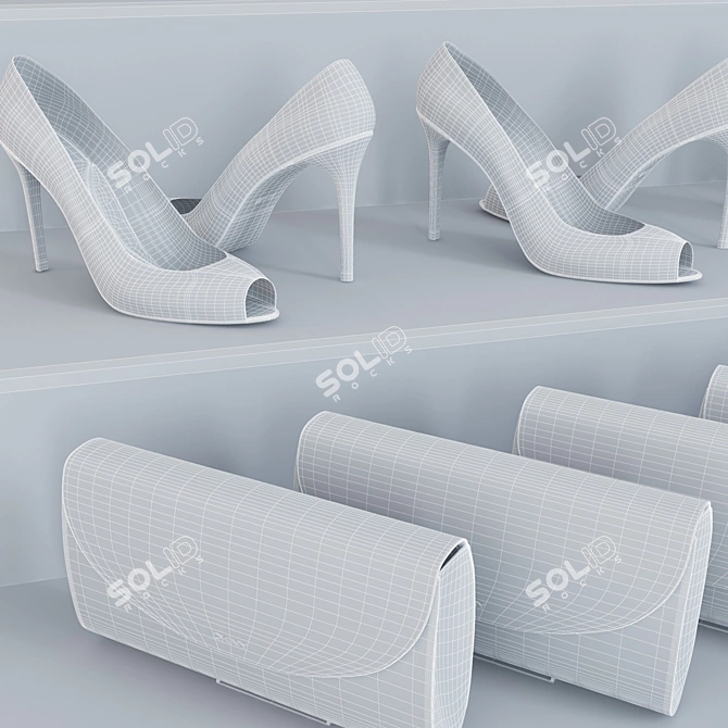 DKNY Women's Shoes & Clutch: Fashionable Elegance 3D model image 3