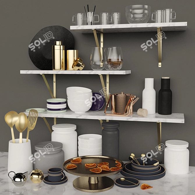 Sleek Dishes Set by CB2 3D model image 1