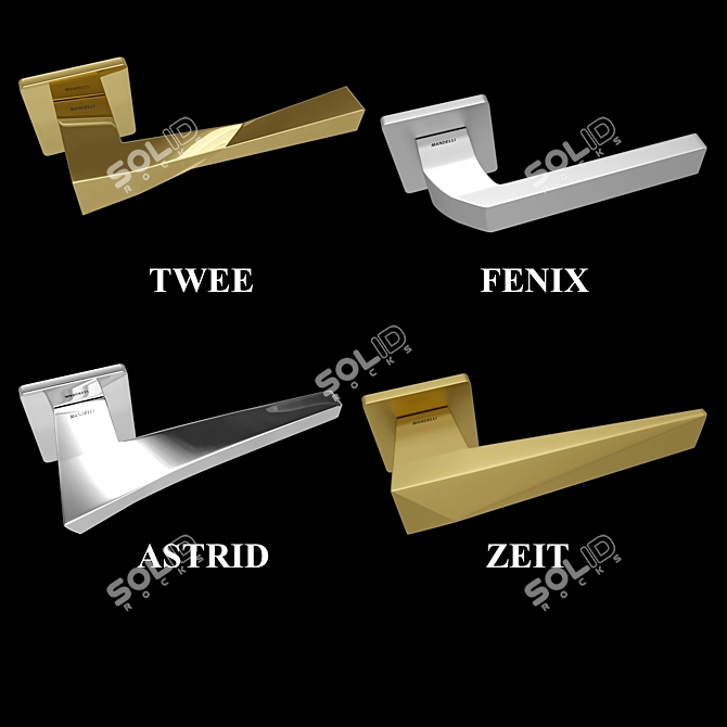 Mandelli Handles Set: 4pcs, 4 Colors 3D model image 3