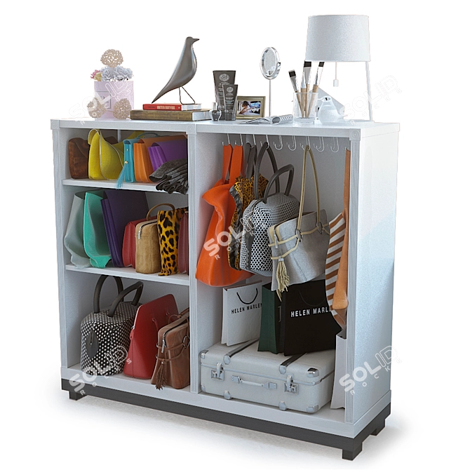 Storage Solution with Bags & Decor 3D model image 1