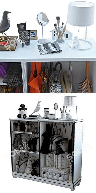 Storage Solution with Bags & Decor 3D model image 3