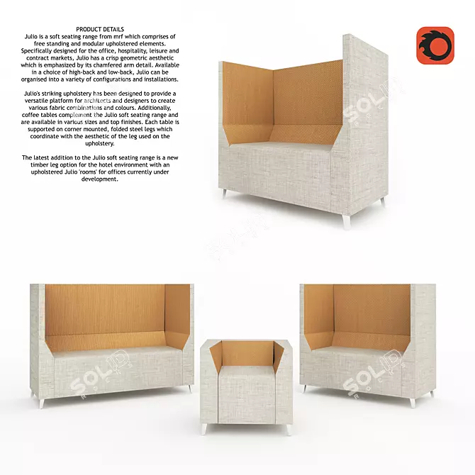 Versatile Julio Soft Seating 3D model image 1