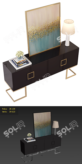 Elegant Rosewood Buffet: Stylish and Spacious 3D model image 2