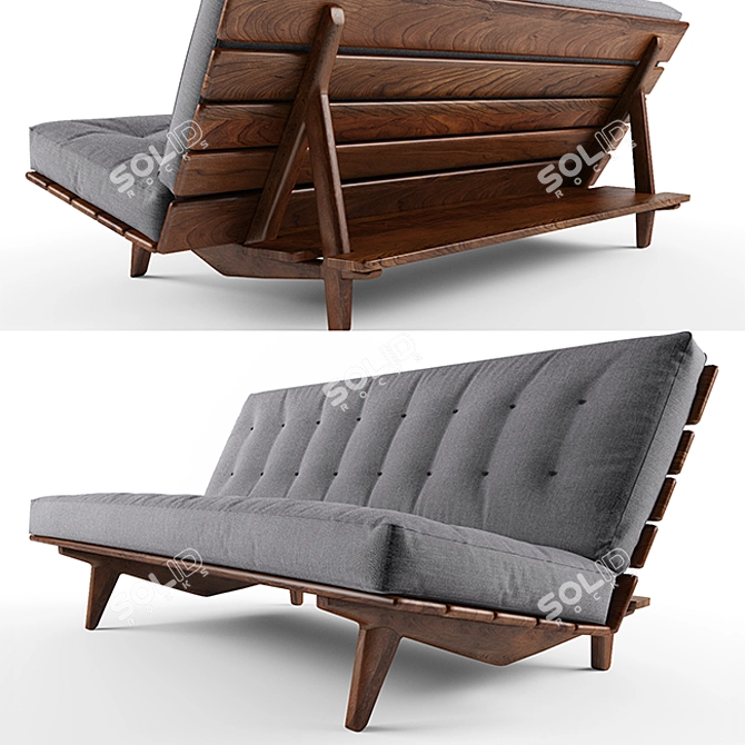 Vintage-inspired HAUNER Sofa 3D model image 1