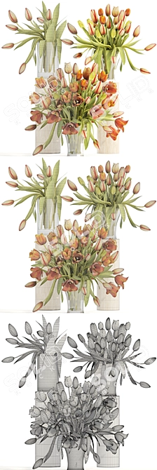 Exquisite Tulip Bouquet Collection 3D model image 3