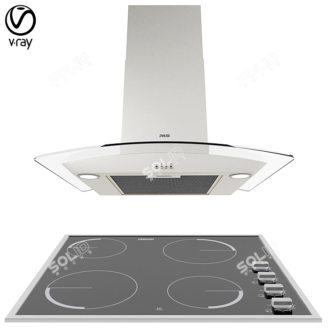 Zanussi Cooker Hood & Electric Hob Combo 3D model image 1
