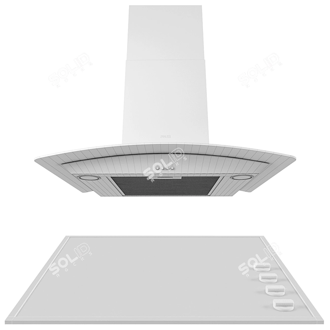 Zanussi Cooker Hood & Electric Hob Combo 3D model image 2
